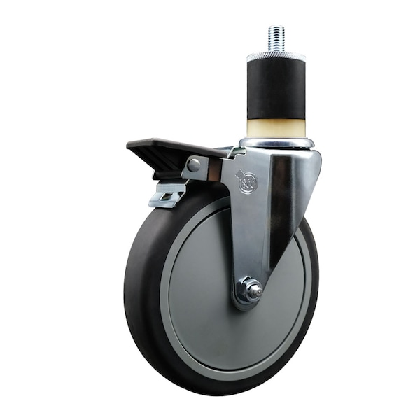 6'' Thermoplastic Rubber Swivel 1-7/8'' Expanding Stem Caster with Brake